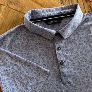 7Diamonds Mens Meridian Floral Pique Polo Shirt Blue Grey SMP-1499 Large